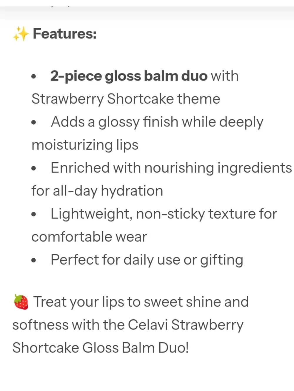 Celavi X Strawberry Shortcake Lip Gloss & Balm Keychain Duo